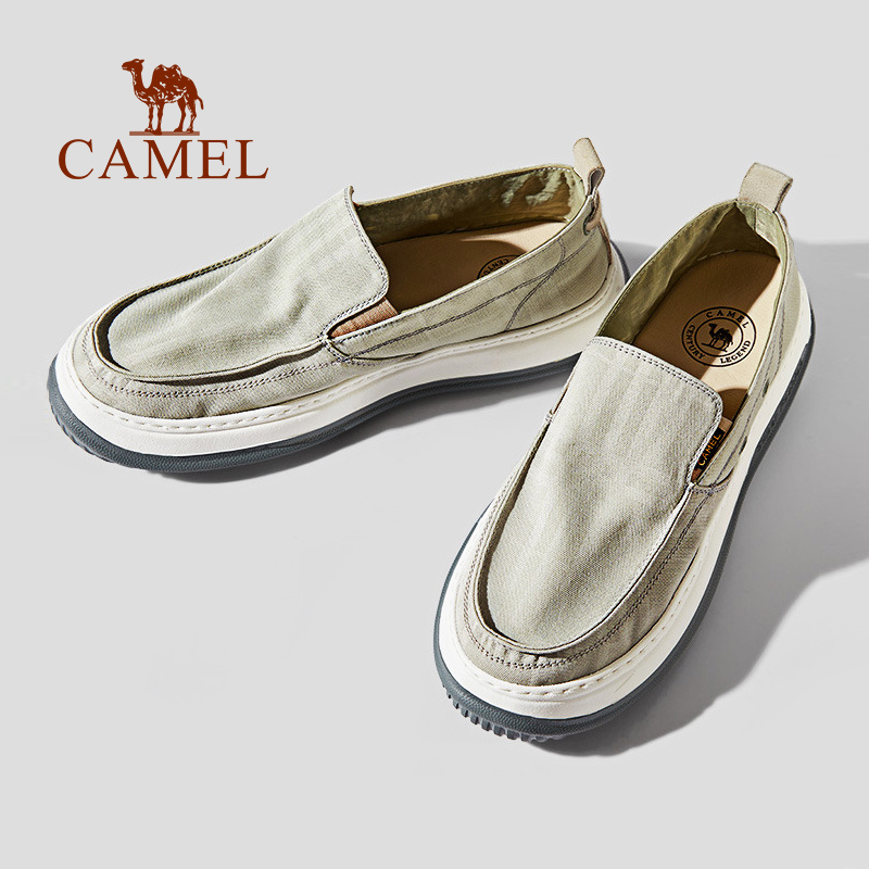 骆驼男鞋春季新款男款布鞋免绑带套脚帆布鞋舒适休闲鞋