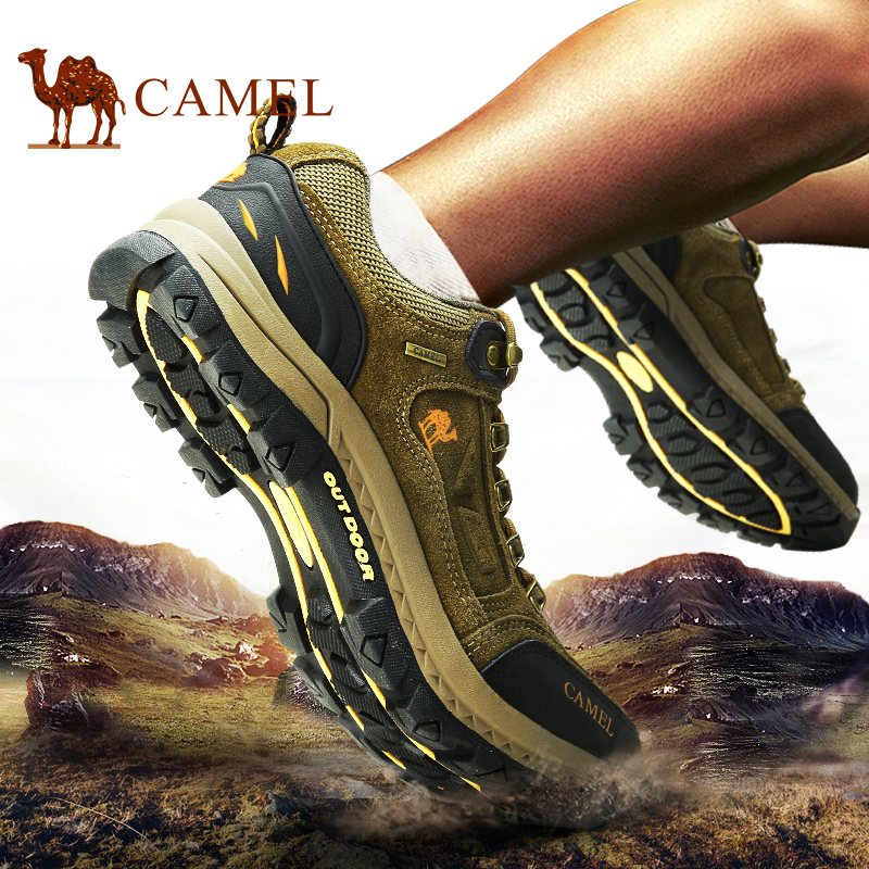 Camel骆驼户外登山鞋男 秋季户外情侣鞋牛皮减震防滑越野徒步鞋男