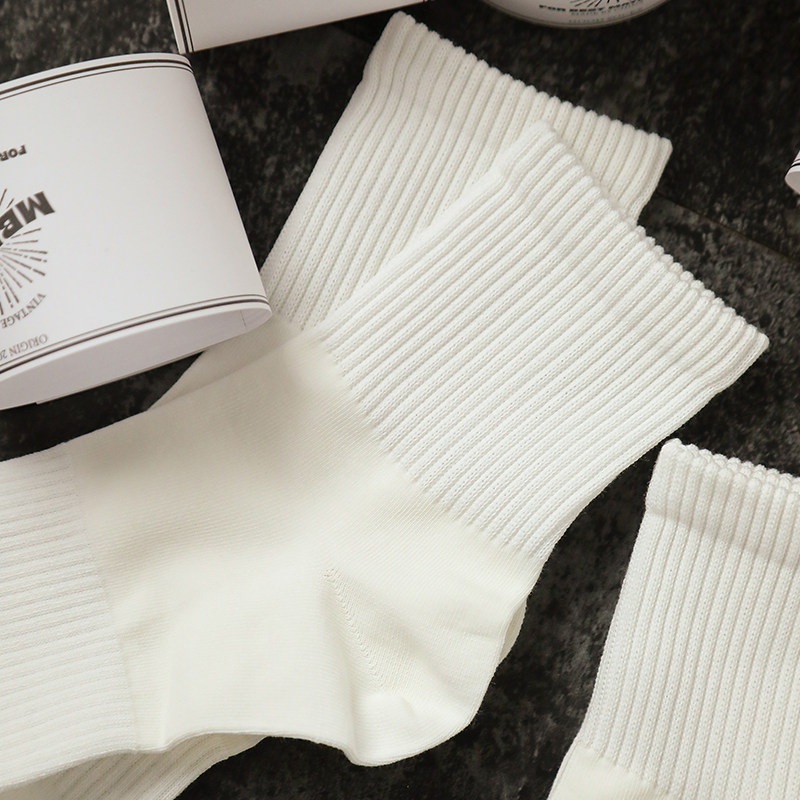 MBBCAR窄幅长袜子复古纯色中帮袜春夏高帮袜日系阿美咔叽白袜透气,淘宝优惠券,粉丝福利购,淘宝优惠卷