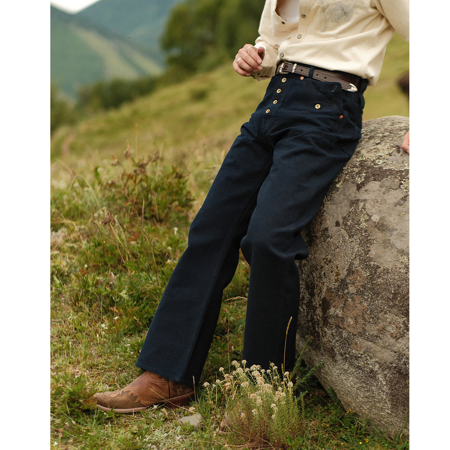 竹并系列15OZ特深蓝平并五连扣赤耳帆布705原浆高腰阔腿裤MMC窄幅,淘宝优惠券,粉丝福利购,淘宝优惠卷