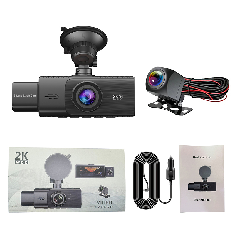 3 Camera 2K Car DVR 1440P 3-Lens Vehicle Dash Cam Recorder - 图2