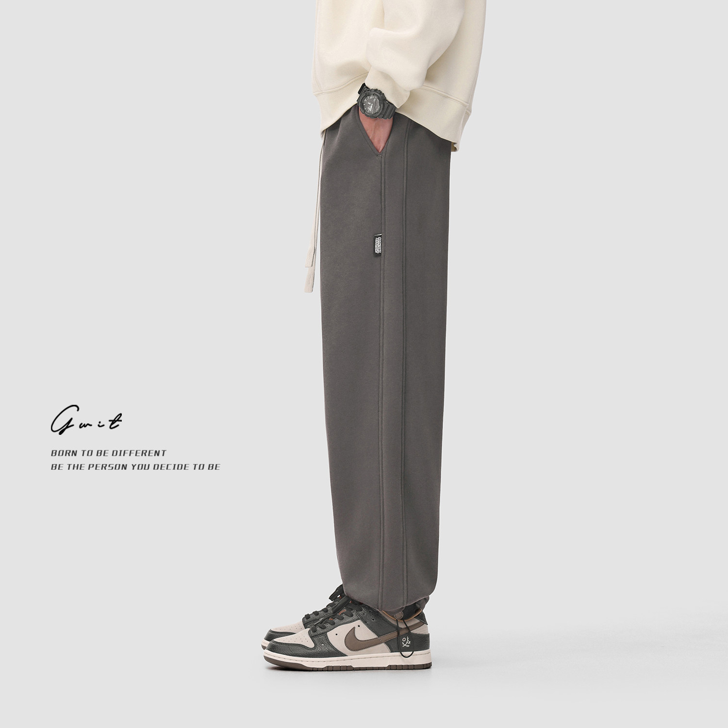 GWIT 冬季重磅cleanfit卫裤男保暖加绒加厚抽绳束脚休闲运动裤,淘宝优惠券,粉丝福利购,淘宝优惠卷