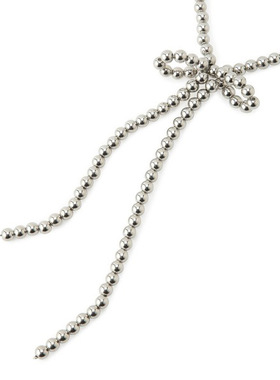 玻璃仿珍珠长尾蝴蝶结项链