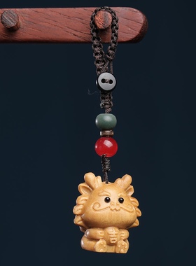 芭比檀香木雕刻卡通十二生肖守护神兽檀木萌趣可爱动物情侣钥匙扣