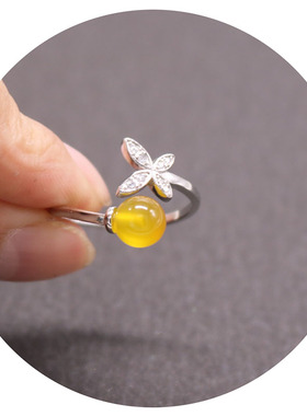 s925银珍珠戒托纯银女戒指空托