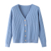 Áo len mới mùa thu ngắn cardigan nữ cổ chữ V màu áo len hoang dã đơn giản áo len dài tay đơn giản - Đan Cardigan áo len cổ cao Đan Cardigan