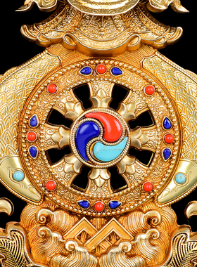 藏式黄铜慧宝组合八吉祥摆件