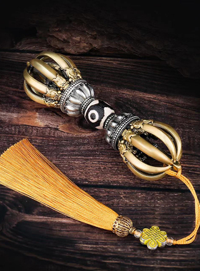 藏式纯铜金刚杵天珠九股降魔杵