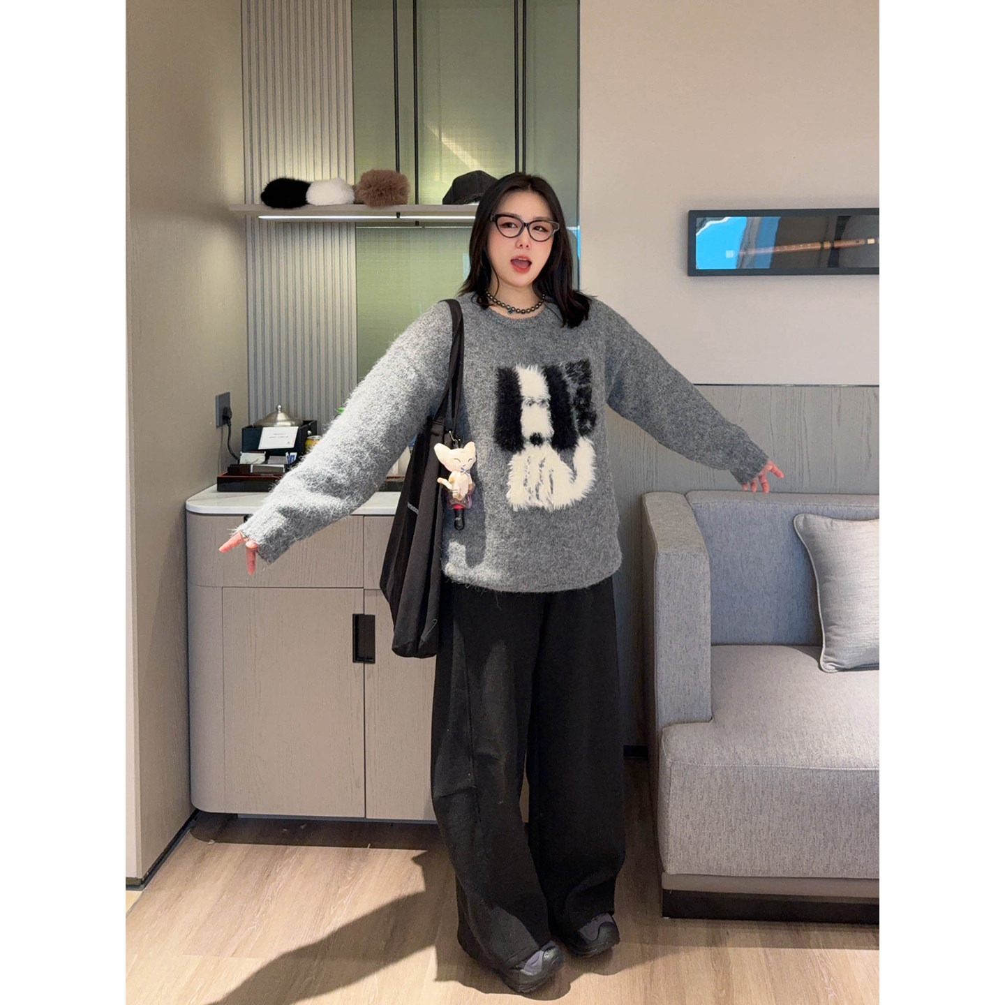 VOGANA戛纳家大码女装减龄韩女暖冬舒适慵懒松弛休闲狗狗厚毛衣,淘宝优惠券,粉丝福利购,淘宝优惠卷