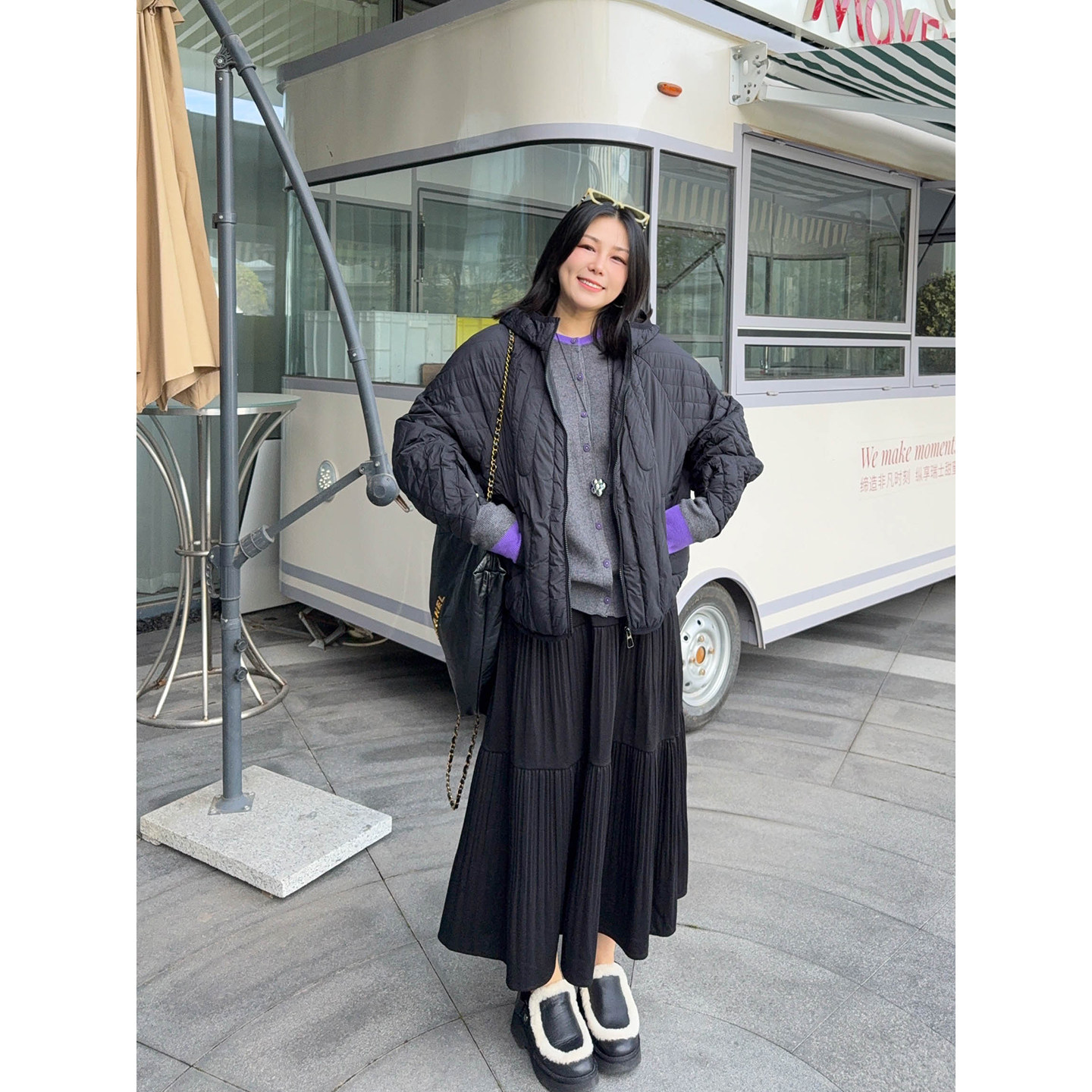 VOGANA戛纳家大码女装排骨90白鸭绒羽绒服外套冬连帽减龄显瘦棉服