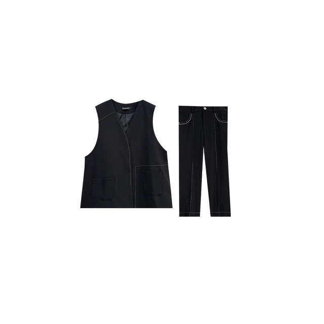 VOGANA Cannes plus size women's clothing smart fashion workplace casual suit vest straight pants open-stitch suit