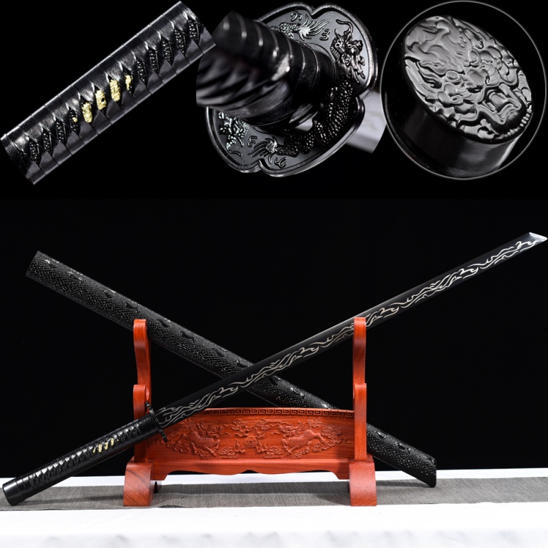 龙泉唐横刀宝剑锦衣卫绣春刀汉剑一体高锰钢钢刀防身冷兵器未开刃 - 图1