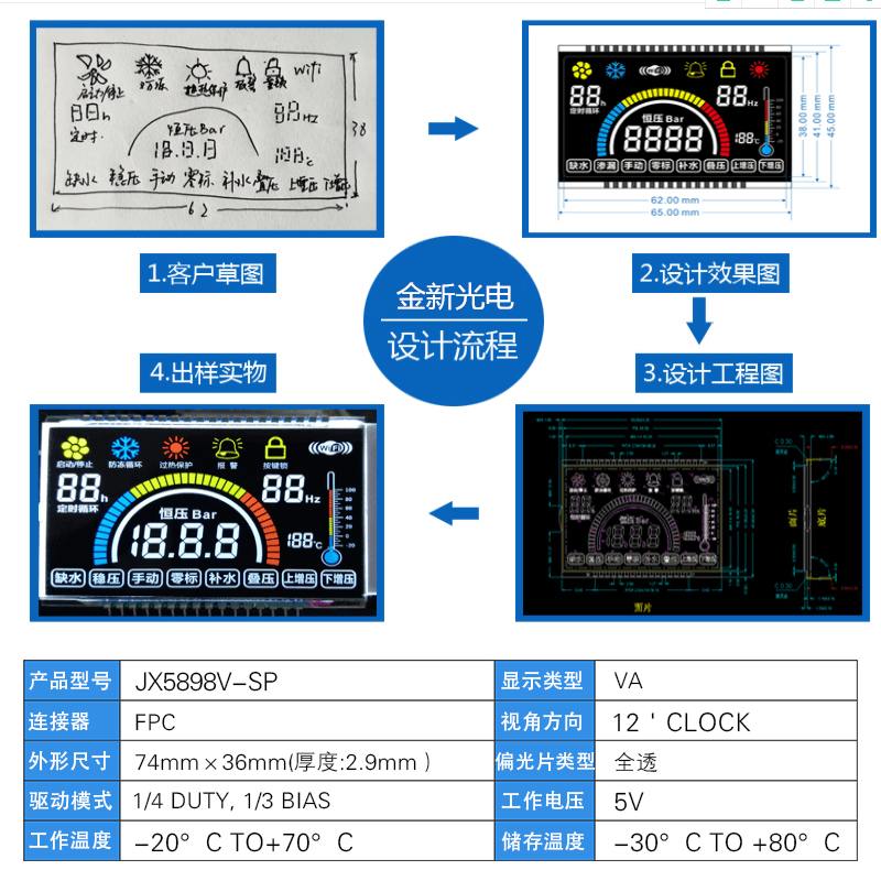 定制lcd断码VA段码液晶显示屏模组开模打样显示器户外储能电源-图1