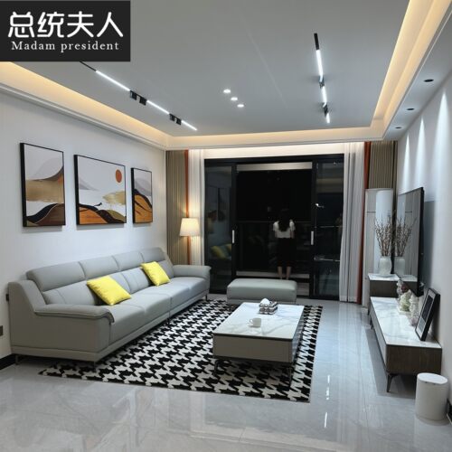 【总统夫人】高靠背头层牛皮沙发现代简约客厅家用小户型直排沙发 - 图1
