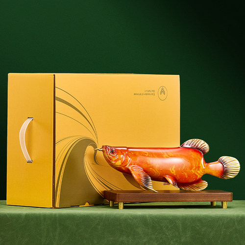 大漆铜雕金龙鱼纯铜摆件工艺品高端大气送老板办公室桌面装饰礼品 - 图0