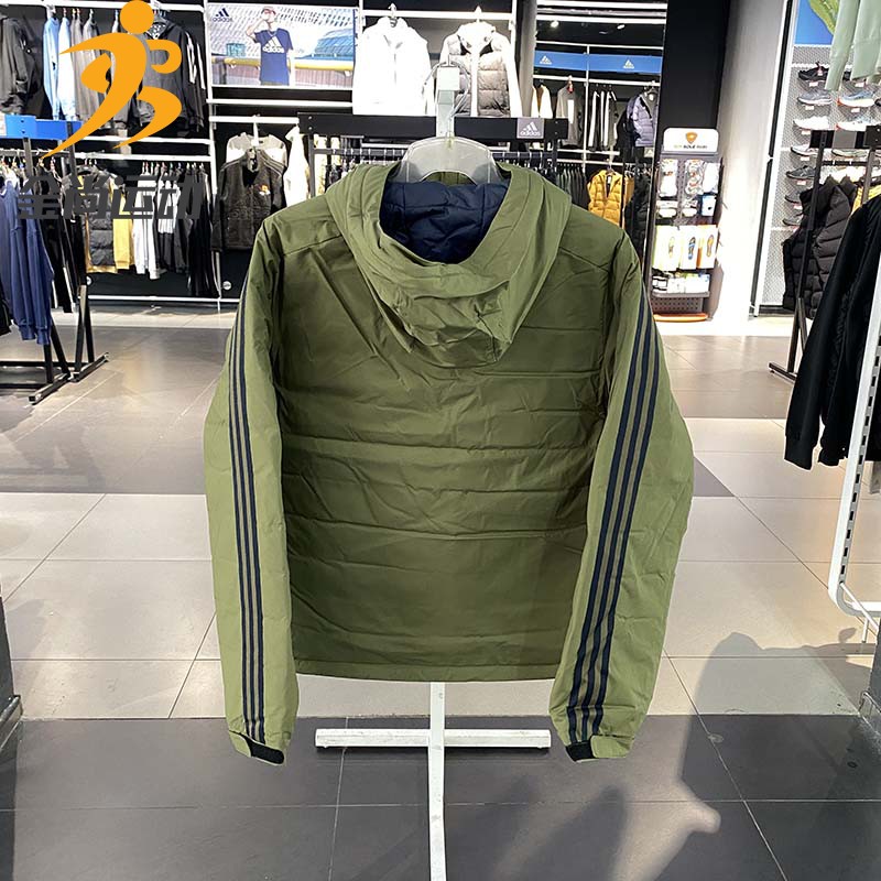 Adidas阿迪达斯连帽羽绒服男2022冬季新款大码外套运动服潮HN2120