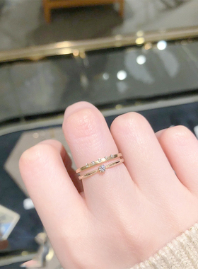 回馈款 莫桑石简约百搭日系风s925银镀金经典单钻超闪小众戒指女