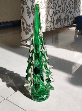 简约百搭手工吹制琉璃圣诞节送礼炫彩客厅圣诞树摆件