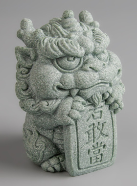 逗兽记青砂石麒麟新中式桌面摆件