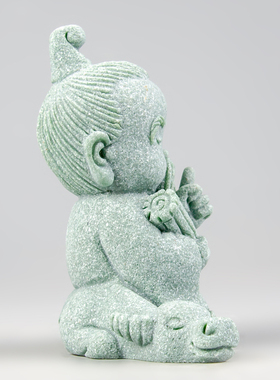 青砂石创意孔老相会老子骑摆件