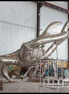 不锈钢螃蟹园林酒楼标志性风摆件