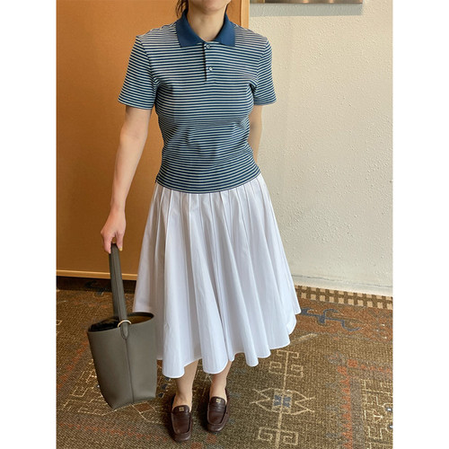 【现货】设计师品牌ETHOR 25SS条纹小版做旧Polo衫JULY - 图3