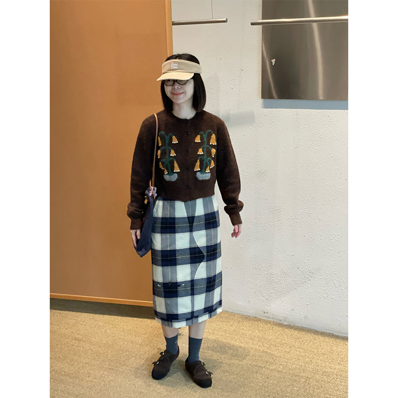 【现货】设计师品牌PUSHBUTTON 25PF 格纹直筒半身裙JULY - 图2