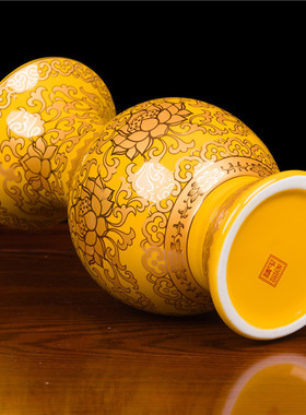 陶瓷无字花瓶佛堂供具真金富贵