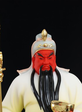新款汉白玉彩绘武财神关公像关帝圣君关二爷家居供奉树脂像摆件