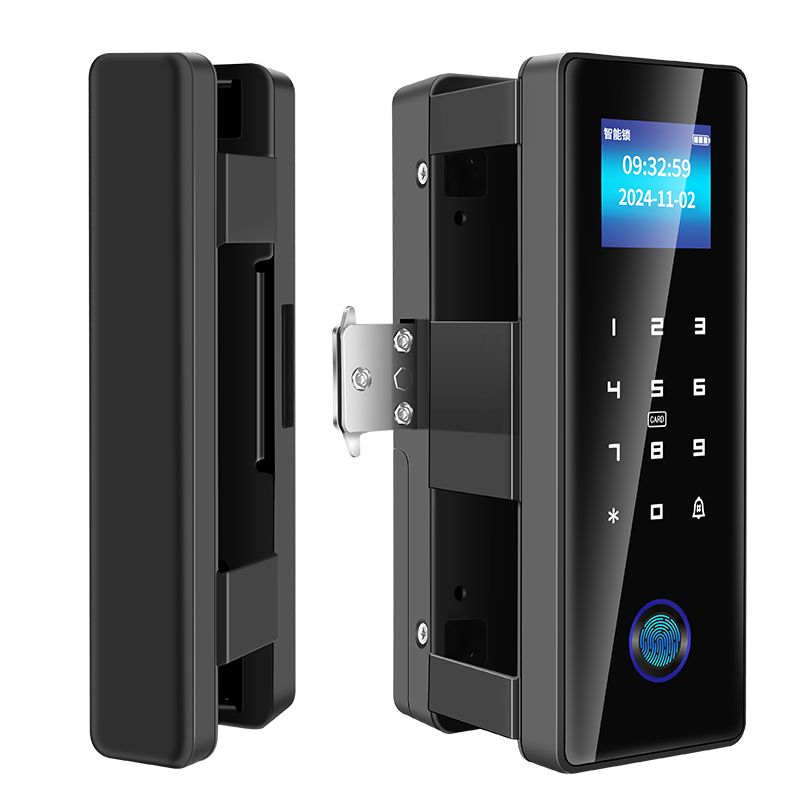 有框玻璃门密码锁免开孔单门双门肯德基门商铺智能锁办公室指纹锁 - 图3