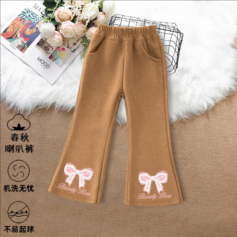 女童裤子春秋2025新款洋气超好看儿童微喇灯芯绒春季中大童喇叭裤,淘宝优惠券,粉丝福利购,淘宝优惠卷