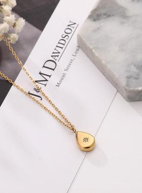 小众设计感几何水滴形锁骨链18K