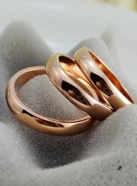18k玫瑰金光面磨砂情侣对戒指