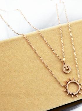 笑脸太阳双层钛钢笑脸钛钢玫瑰金