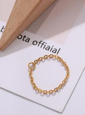 18K玫瑰金色钛钢戒指不掉色指环