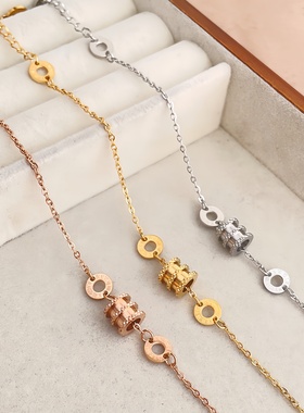 精致小蛮腰钛钢18K玫瑰金手链女