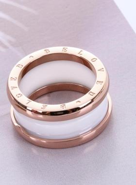 18K金黑白陶瓷戒指罗马数字饰品