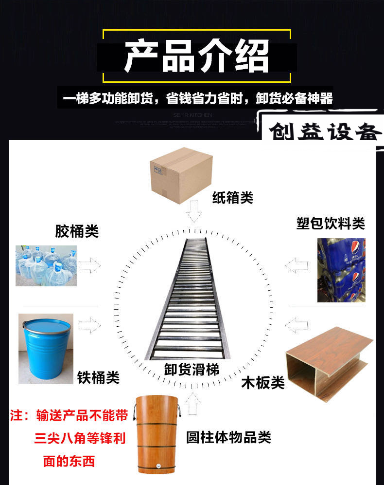 卸货神器滑梯随车输送搬运神器镀锌滚筒线货柜下货无动力卸货神器 - 图3