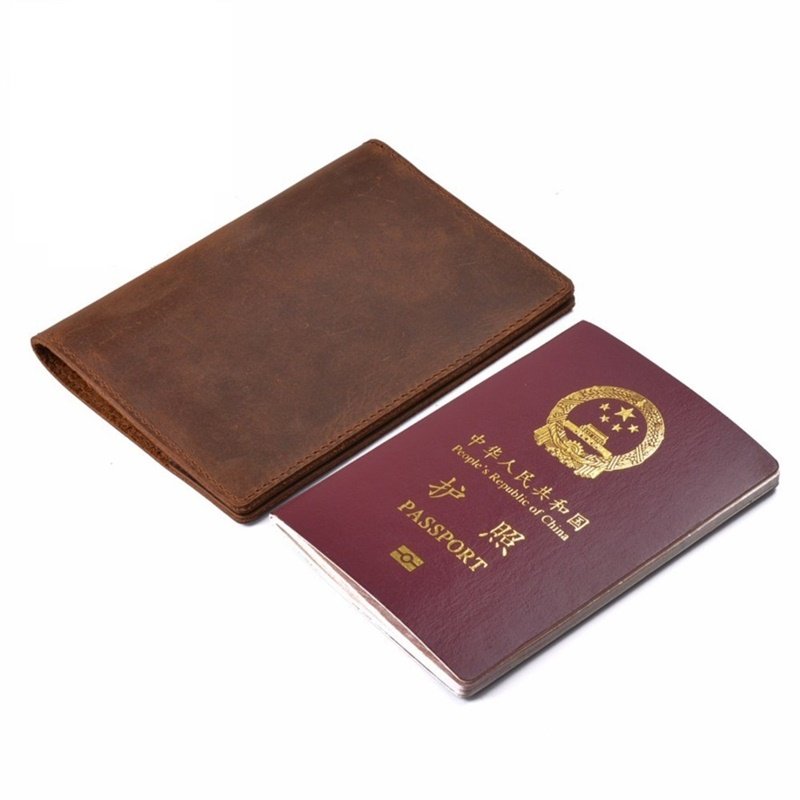 纯色真皮护照套，复古头层牛皮疯马皮证件包，PASSPORT COVER - 图3