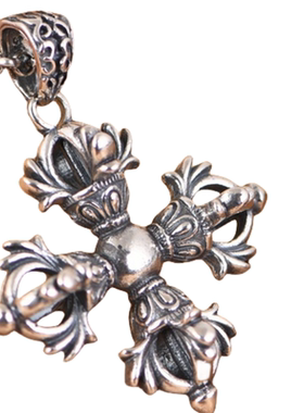 925银吊坠项坠复古做旧民族风十字金刚杵吊饰挂件银饰配饰礼物