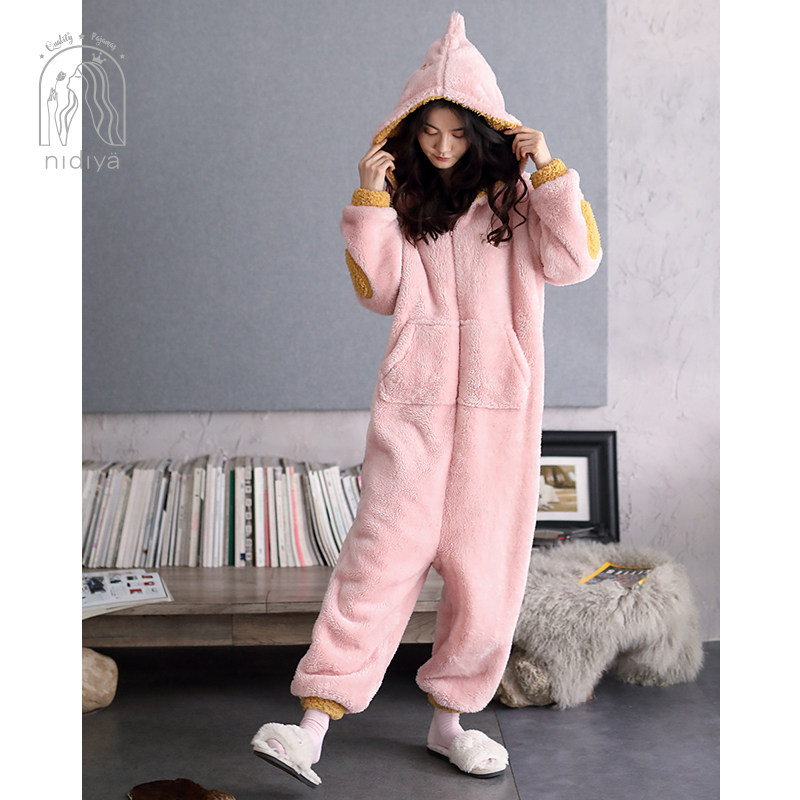 妮狄娅冬季法兰绒卡通珊瑚绒睡衣 妮狄娅服饰睡衣/家居服套装