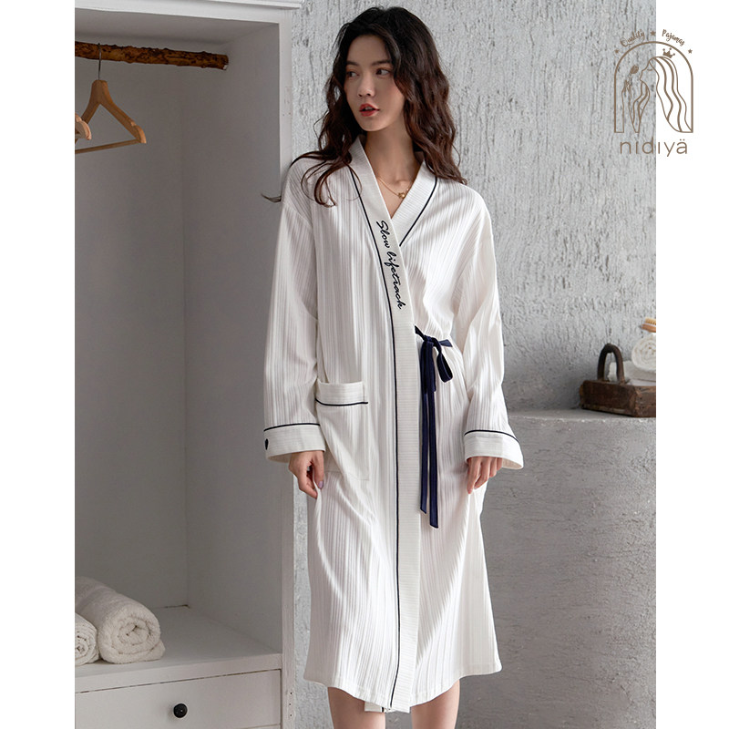 妮狄娅新款情侣秋季纯棉长袖男睡袍 妮狄娅服饰睡袍/浴袍