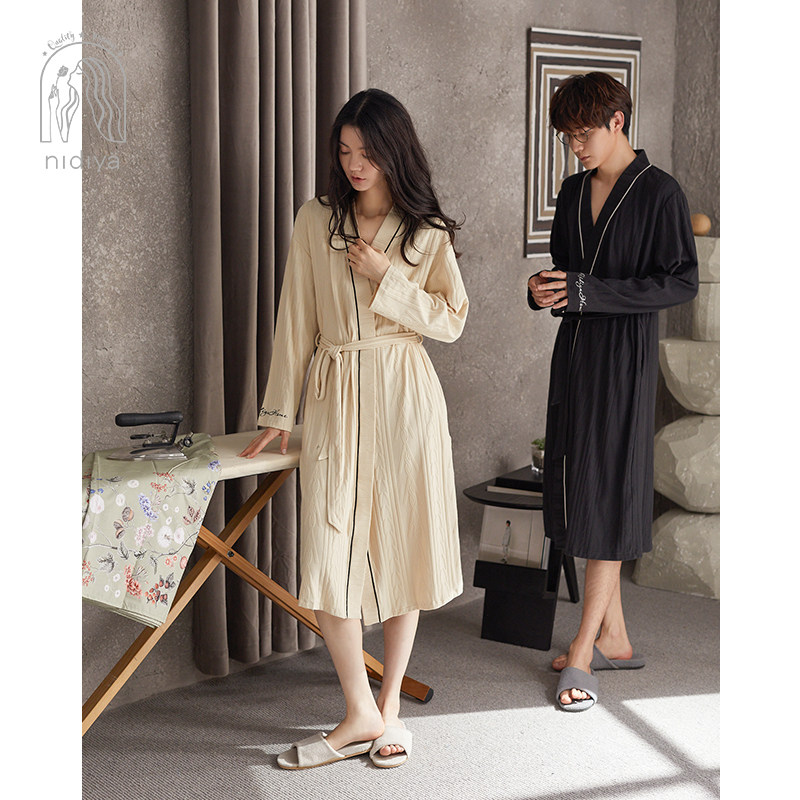 妮狄娅情侣纯棉长款男士晨袍睡袍 妮狄娅服饰睡袍/浴袍