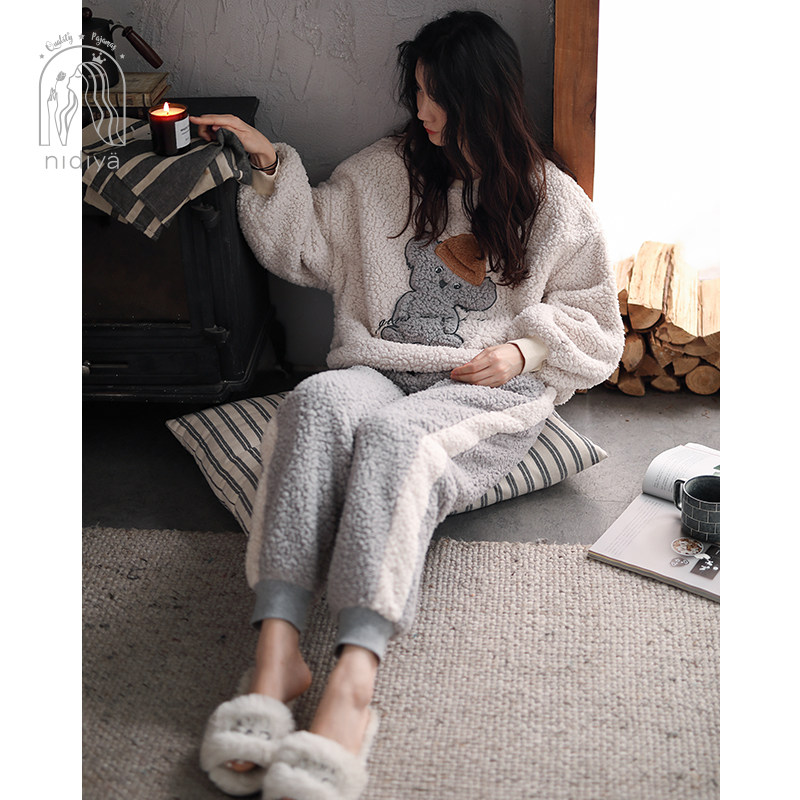 妮狄娅冬羊羔绒长袖卡通保暖睡衣 妮狄娅服饰睡衣/家居服套装