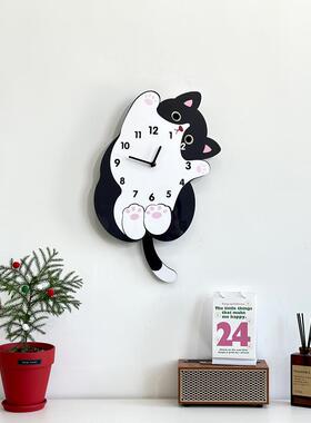 猫咪卡通餐厅创意时钟挂墙