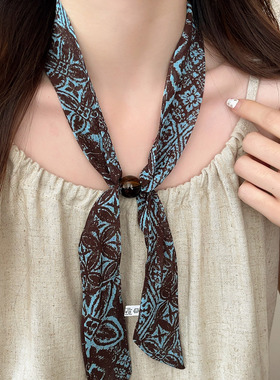 秋冬法式方格小领巾女2025新款