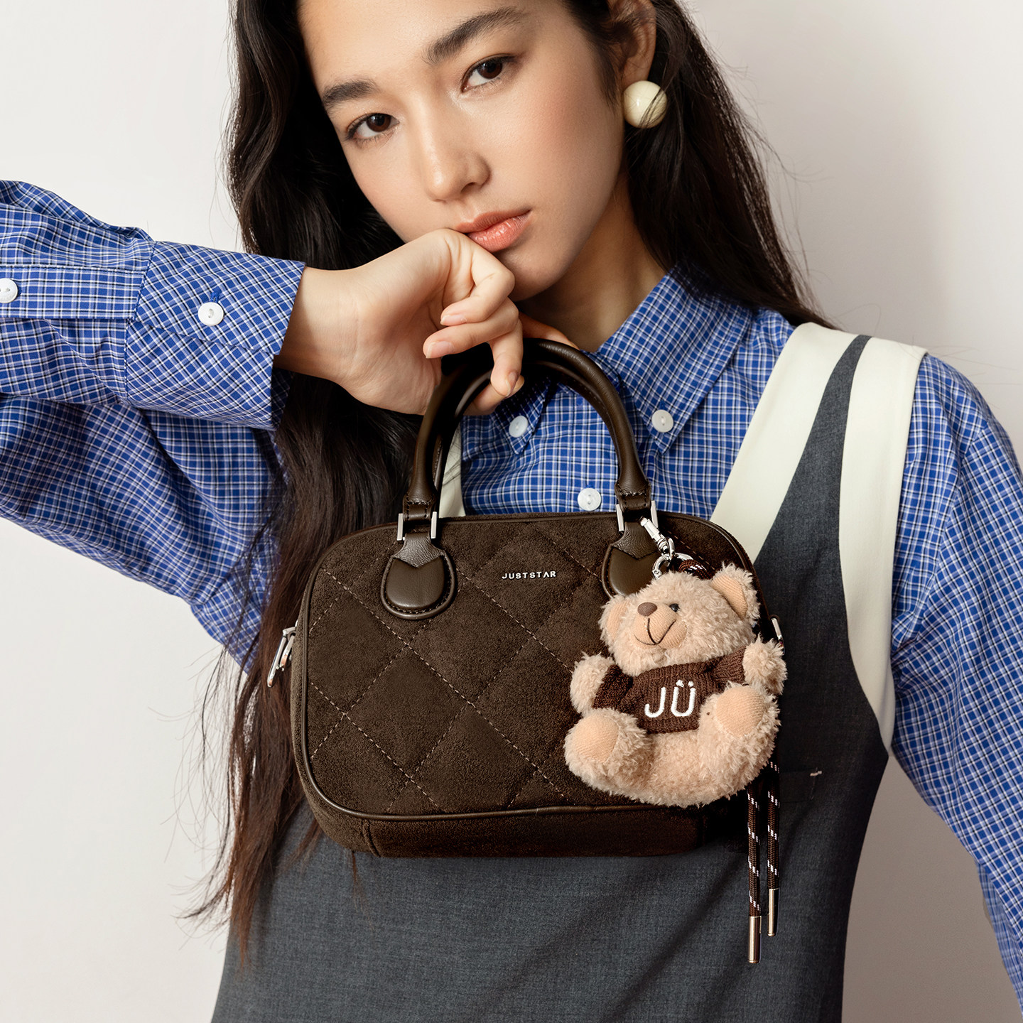 欧时纳华夫保龄球包2026年新款棕通勤大容量手提女包斜挎波士顿包,淘宝优惠券,粉丝福利购,淘宝优惠卷