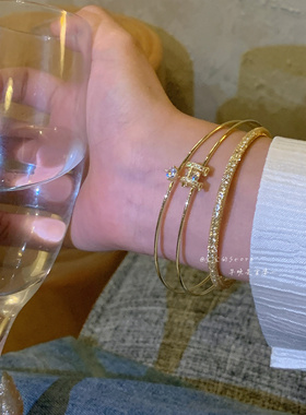 超闪蹦迪三件套叠戴手镯子高级感