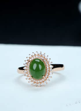 戒指天然和田玉碧玉指环925女款