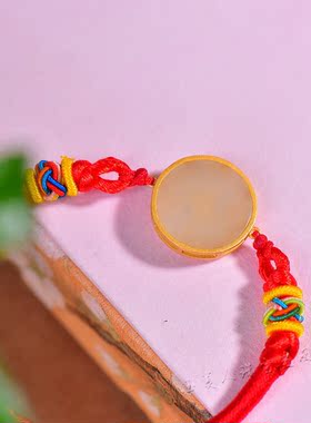 天然和田玉白玉古法银镶嵌貔貅吊坠手饰圆面皮休手链女款个性手串